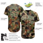 Personalized Olive-White Camo Woodland Baseball Jersey - Classic Salute to Service Design Personalized Camo Olive-White Dark