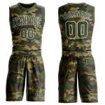 Custom Name Number Basketball Jersey Sublimation Olive-White Camouflage Salute to Service Round Neck Suit Personalized Camo