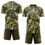Custom Camo Soccer Jersey with Olive-White Sublimation, Personalized Name & Number, Salute to Service Team Uniform Personalized
