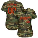 Personalized Camo Orange Black Baseball Jersey - Authentic Salute to Service Jersey Personalized Camo Orange-Black Authentic