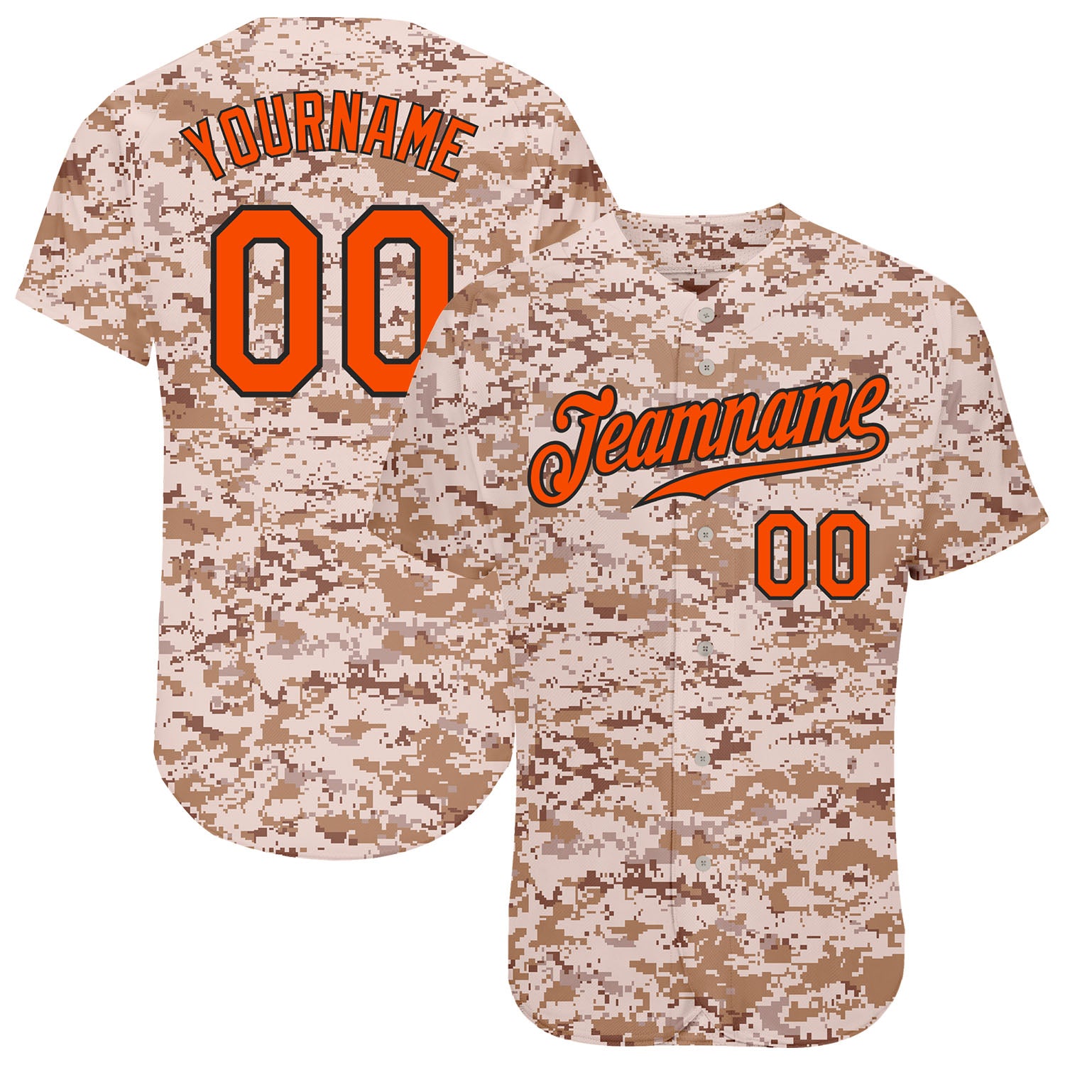 Custom Name Number Authentic Salute To Service Baseball Jersey Camo Orange-Black Team Personalized Personalized Camo Orange-Black