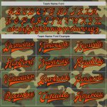 Custom Camo Orange-Black Bomber Varsity Letterman Jacket with Name & Number - Salute to Service Design Personalized Camo