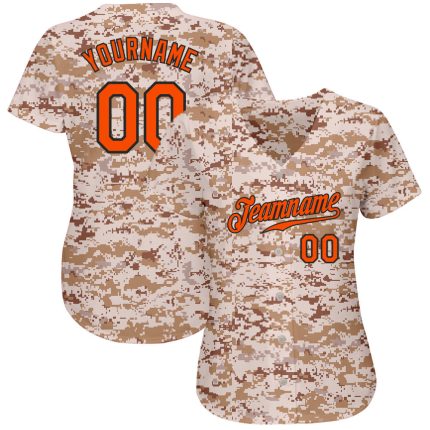 Personalized Camo Baseball Jersey - Orange & Black Salute to Service Design Personalized Camo Orange-Black Salute To Service