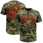 Personalized Camo Softball Jersey with Custom Name & Number - Orange-Black Salute To Service Two-Button Unisex Personalized
