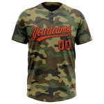 Personalized Camo Softball Jersey with Custom Name & Number - Orange-Black Salute To Service Two-Button Unisex Personalized