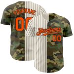 Custom Name Number Authentic Camo Orange Cream-Black Pinstripe Baseball Jersey - Salute To Service Personalized Camo Orange