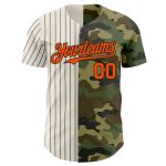 Custom Name Number Authentic Camo Orange Cream-Black Pinstripe Baseball Jersey - Salute To Service Personalized Camo Orange