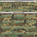 Custom Name and Number Camo Bomber Jacket in Orange-Kelly Green Varsity Letterman Style - Personalize Your Salute To Service Gear