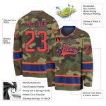 Custom Name & Number Personalized Camo Hockey Jersey - Orange-Royal Salute to Service Team Jersey Personalized Camo Orange-Royal
