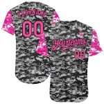 Breast Cancer Awareness Custom Baseball Jersey for Women - Personalized 3D Camo Pink-Black with Name and Number Personalized