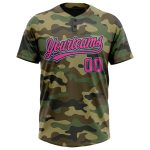Custom Name Number Personalized Camo Softball Jersey Unisex Salute to Service Pink Black Light Blue Two-Button Personalized