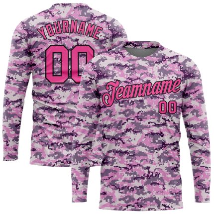 Camo Pink Black Long Sleeve Performance T-Shirt - Personalized Salute to Service Personalized Camo Pink-Black Salute To Service