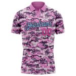 Personalized Camouflage Golf Polo Shirt - Pink Light Blue Performance Salute to Service Personalized Camo Pink-Light Blue