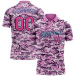 Personalized Camouflage Golf Polo Shirt - Pink Light Blue Performance Salute to Service Personalized Camo Pink-Light Blue