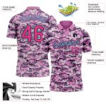Personalized Camo Golf Polo Shirt for Women - Pink & Light Blue Performance Salute to Service with Custom Name & Number Personalized