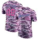 Personalized Camo T-Shirt for Women, Pink & Light Blue Performance Salute to Service Apparel Personalized Camo Pink-Light