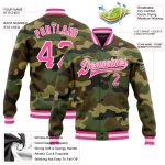 Custom Name & Number Pink-White Camo Bomber Varsity Letterman Salute to Service Jacket Personalized Camo Pink-White Bomber