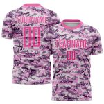 Custom Name Number Soccer Jersey - Personalized Pink White Camo Salute to Service Team Uniform Personalized Camo Pink-White
