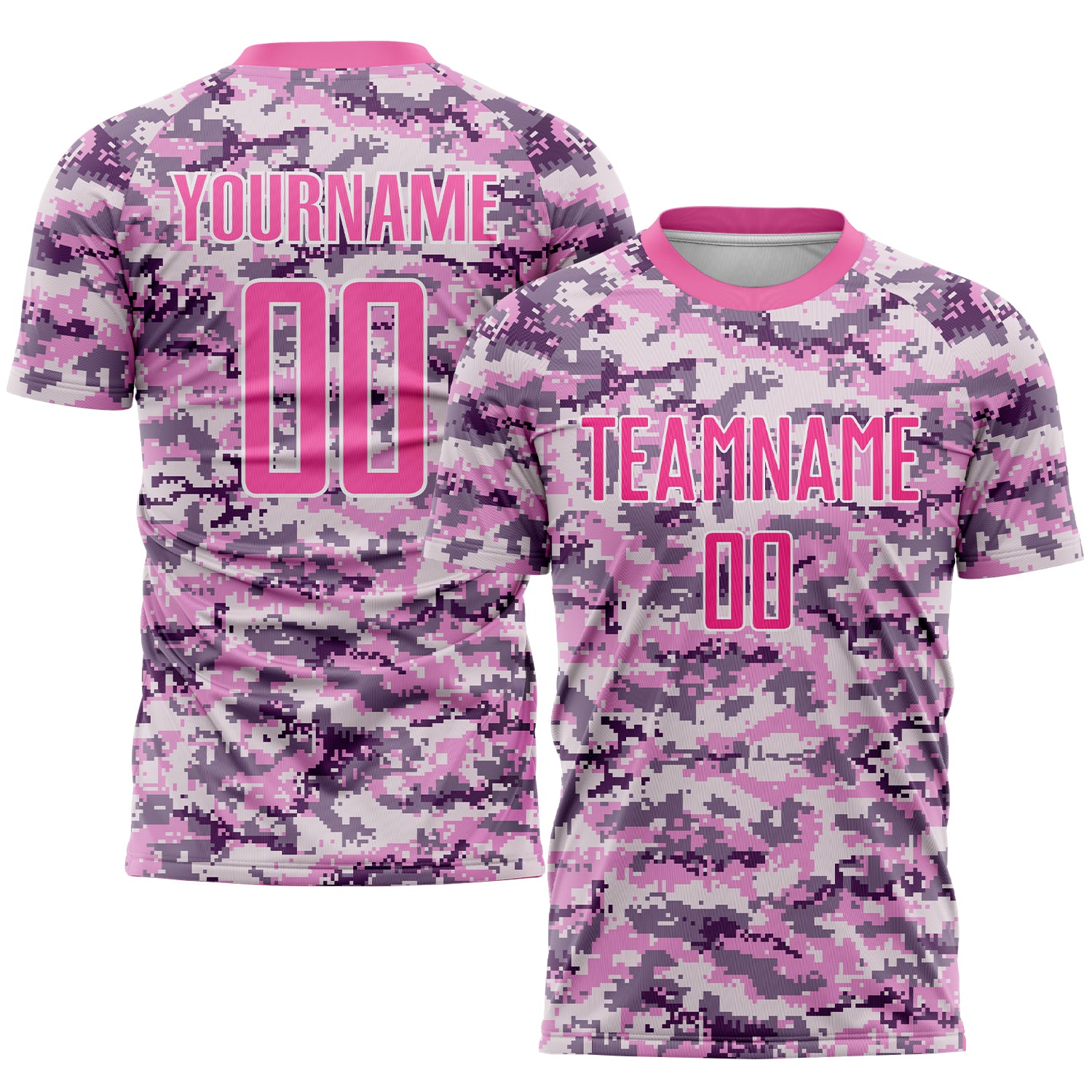 Custom Name Number Soccer Jersey - Personalized Pink White Camo Salute to Service Team Uniform Personalized Camo Pink-White