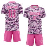 Custom Name Number Soccer Jersey - Personalized Pink White Camo Salute to Service Team Uniform Personalized Camo Pink-White