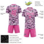 Custom Name Number Soccer Jersey - Personalized Pink White Camo Salute to Service Team Uniform Personalized Camo Pink-White
