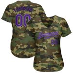 Personalized Camo Baseball Jersey in Purple and Black - Authentic Salute to Service Personalized Camo Purple-Black Authentic