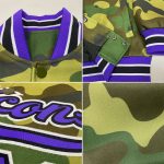 Camo Purple-Black Personalized Bomber Jacket Full-Snap Varsity Letterman Salute to Service Personalized Camo Purple-Black