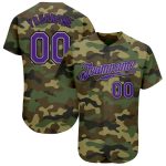 Personalized Camouflage Baseball Jersey in Purple and Black - Salute to Service Design, Size 2 Personalized Camo Purple-Black