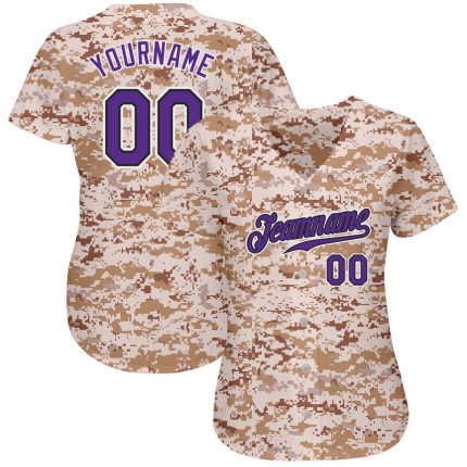 Custom Camouflage Purple Black Baseball Jersey - Salute to Service Edition Personalized Camo Purple-Black Salute To Service