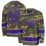 Custom Name Number Personalized Camo Hockey Jersey - Purple Black Salute to Service Team Jersey Personalized Camo Purple-Black