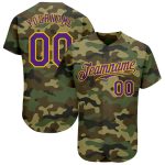 Custom Name Number Authentic Salute To Service Baseball Jersey - Personalized Camo Purple Gold Personalized Camo Purple-Gold