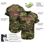 Purple-Gold Camo Personalized Salute To Service Baseball Jersey Personalized Camo Purple-Gold Salute To Service Baseball