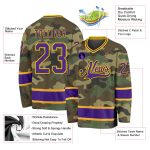 Personalized Purple Gold Camo Hockey Jersey for Salute to Service Fans Personalized Camo Purple-Gold Salute To Service Hockey