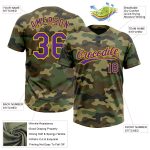 Personalized Purple Gold Camo Salute to Service Softball Jersey Unisex Two-Button Personalized Camo Purple-Gold Salute To