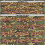 Custom Name Number Personalized Camo Purple Gold Salute to Service Unisex Softball Jersey Two-Button Personalized Camo Purple-Gold