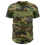 Personalized Camo Baseball Jersey with Custom Name & Number in Purple & Neon Green - Authentic Salute to Service Personalized