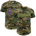 Custom Camo Purple Neon Green Salute To Service Baseball Jersey Personalized Camo Purple-Neon Green Salute To Service Baseball