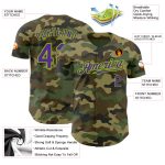 Custom Camo Purple Neon Green Salute To Service Baseball Jersey Personalized Camo Purple-Neon Green Salute To Service Baseball