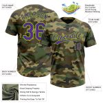 Custom Name and Number Personalized Camo Purple Neon Green Softball Jersey Unisex Salute to Service Two-Button Personalized