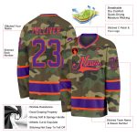 Personalized Salute To Service Hockey Jersey in Purple-Orange Camo - Custom NHL Team Jersey Personalized Camo Purple-Orange