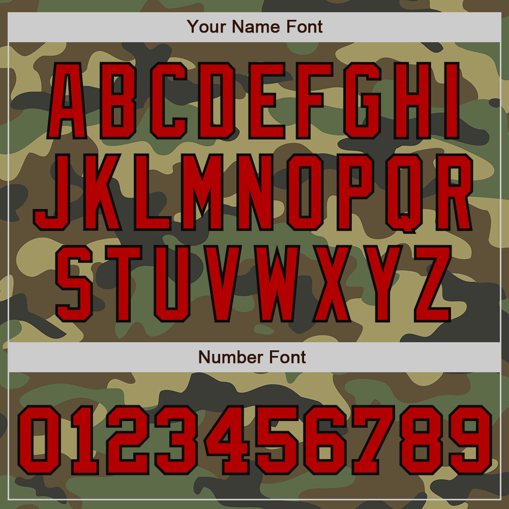 Personalized Red-Black Camo Varsity Letterman Bomber Jacket - Salute to Service Full-Snap Personalized Camo Red-Black Bomber - Image 7