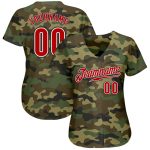 Personalized Camo Baseball Jersey Red-Black Salute to Service Size 3 Personalized Camo Red-Black Salute To Service Baseball