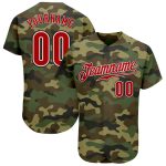 Personalized Camo Baseball Jersey Red-Black Salute to Service Size 3 Personalized Camo Red-Black Salute To Service Baseball