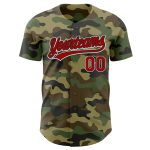 Personalized Camo Baseball Jersey - Red-Black Salute to Service Design, Size 4 Personalized Camo Red-Black Salute To Service