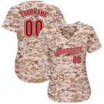 Red-Black Camo Personalized Salute to Service Baseball Jersey Personalized Camo Red-Black Salute To Service Baseball Jersey