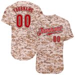 Red-Black Camo Personalized Salute to Service Baseball Jersey Personalized Camo Red-Black Salute To Service Baseball Jersey