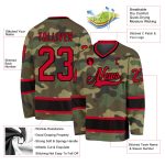 Camo Hockey Jersey - Personalized Red-Black Salute To Service Style Personalized Camo Red-Black Salute To Service Hockey