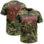 Personalized Red-Black Camo Softball Jersey Unisex Salute To Service Two-Button Design Personalized Camo Red-Black Salute