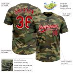 Personalized Red-Black Camo Softball Jersey Unisex Salute To Service Two-Button Design Personalized Camo Red-Black Salute
