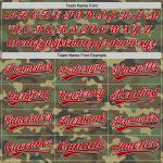 Custom Name and Number Personalized Camo Red-Black Salute to Service Softball Jersey - Unisex Two-Button Design Personalized